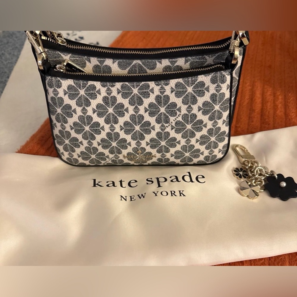 kate spade Black & White Floral Jacquard Crossbody Bag